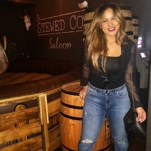 Sheer Black Tie Up Top